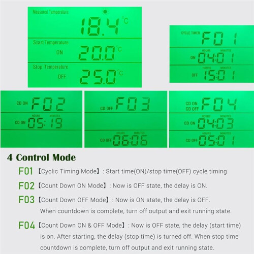 Digital Temperature Controller, Backlit LCD Screen Thermostat Heating Cooling Outlet Plug for Reptile Incubator US Plug 2