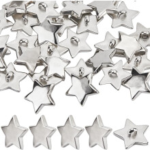 1box 40pcs Plastic Shank Buttons 1-Hole Star Silver 18mm
