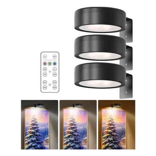 3Pcs Battery Operated Light Magnetic Led Painting Light with Remote Dimmable Timer 3 Lighting Modes Art Display Light 1