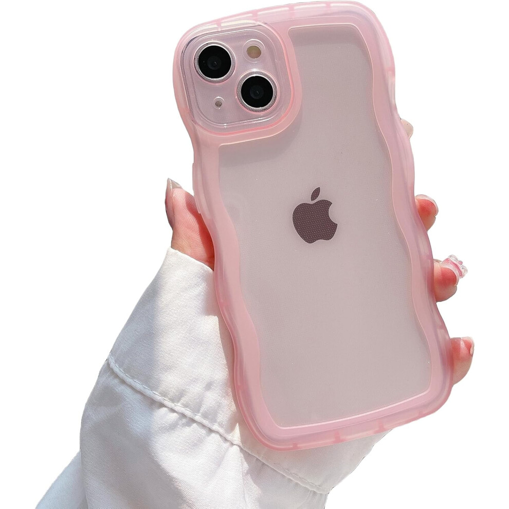 Wave Border Clear Phone Case Â Cute Curly Design, Small Fresh Style, Compatible With Iphone 15/14/13/12/11/Se/X/Xs Pink 9130661936200