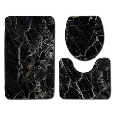 Ensemble de 3 tapis de bain en fibre de polyester comprenant des tapis rectangulaires en forme de U et ovales pour la décoration intérieure. Housse