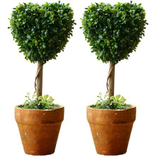 2 Pack 8" Artificial Boxwood Topiary Small with Pot, Mini Greenery Tabletop, Shelf Decorations, for Indoor & Clearance Home Decor