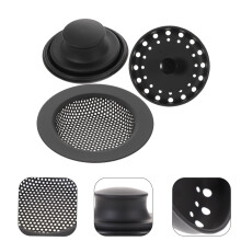 3-Pack Stainless Steel Garbage Disposal Stopper Prevents Clogging Kitchen Sink Strainer Black