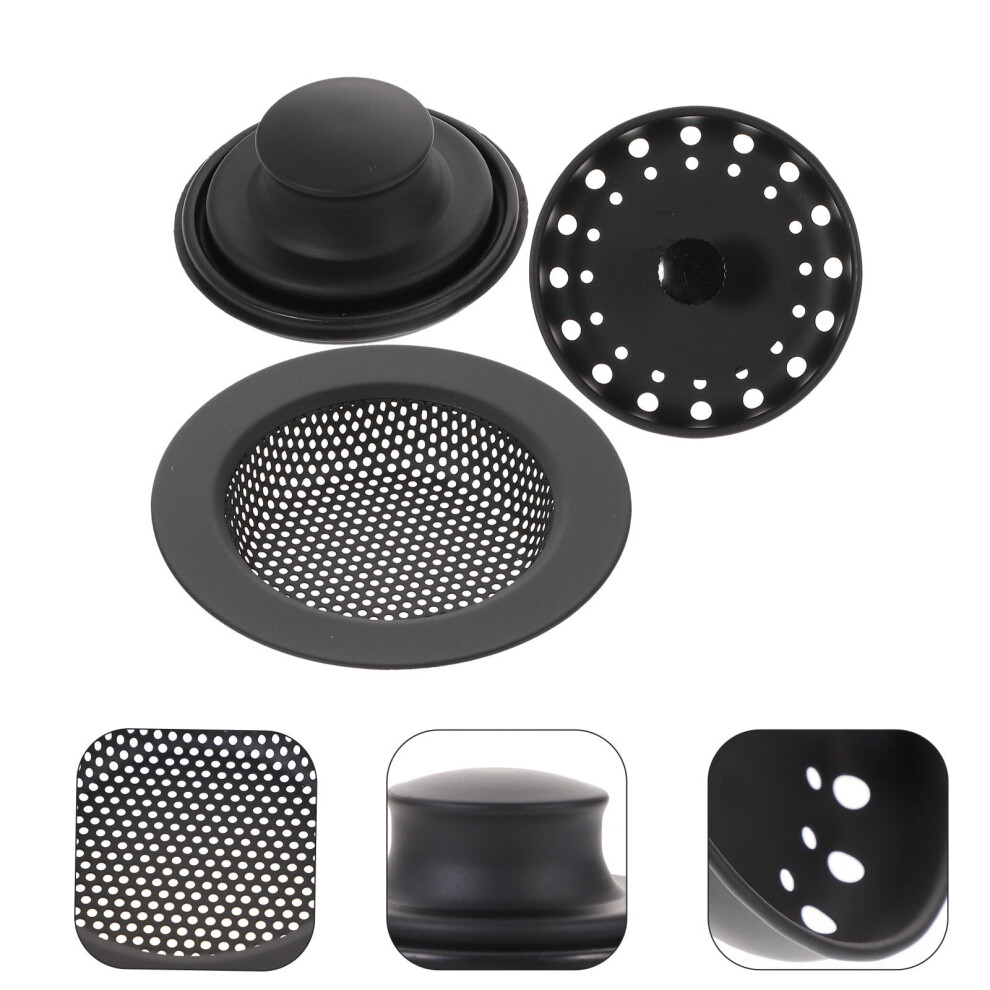 3-Pack Stainless Steel Garbage Disposal Stopper Prevents Clogging Kitchen Sink Strainer Black 9555307613534