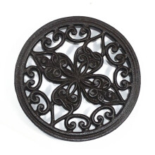 Flower Pattern Cast Iron Trivet for Hot Plates Heat Resistant Coasters Hot Pots Holder for Table Kitchen Accessories