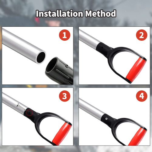PVC snow shovel replacement handle garden accessories - digging rake tool - red and black replacement handle 1