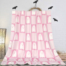 Halloween Themed Pink Flannel Throw Blanket 30"X40" Soft Lightweight Blanket for Couch Bed Sofa Camping Decor Gift