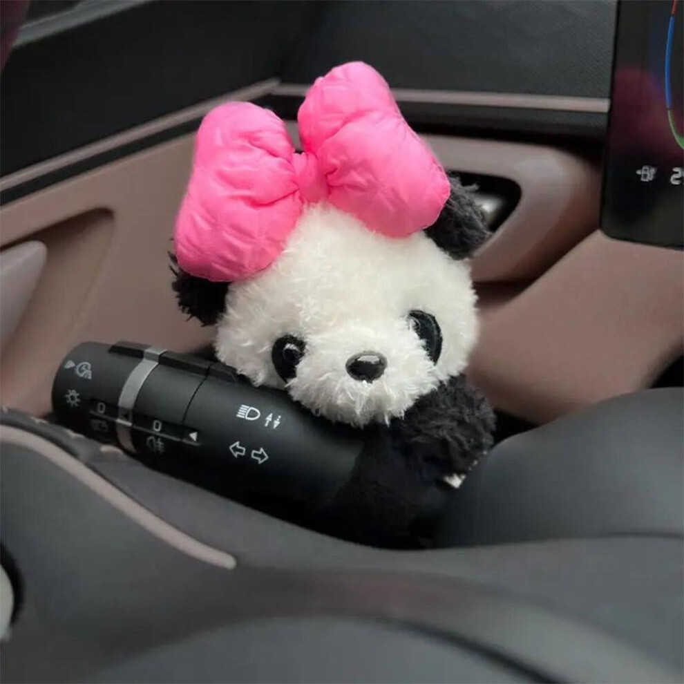 Qenashaing Plush Panda Car Wiper Ornament With Bow, Cute Soft Touch Safe Driving Decor, For Dashboard Interior Auto Accessories Gift 9329345290077