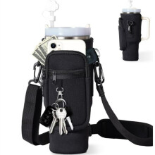 Sacoche de transport pour gourde de 1,2/890 ml avec poche pour téléphone, porte-bouteille avec bandoulière et accessoires pour gobelet isotherme,
