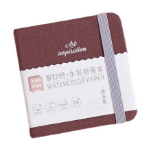 Small Watercolor 24 Sheets Watercolor Paper Pad Elastic Closure for Artist Student Sketching Drawing