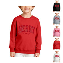 Sudadera de manga larga con cuello redondo y estampado de letras para niños, jersey suave e informal para niños, ideal para las vacaciones de