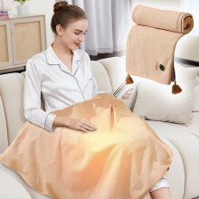 Portable USB Heated Blanket Shawl, 3 Heat Levels, Wearable for Home/Outdoor/Camping (59"177", Beige)