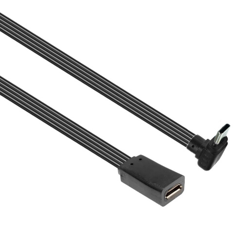 Ισχυρό μικρό καλώδιο προσαρμογέα USB σε Type C με γωνία 90 μοιρών, εύκαμπτα επίπεδα