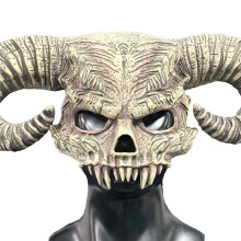 Realistic Bull Horn Latex Mask Horror Ox Horn Hood Masquerade Halloween Cosplay Costume Skull Masks Adult Props
