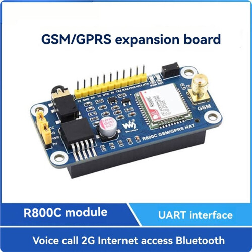 Waveshare 2G Network R800C GSM GPRS Expansion Board for Raspberry Pi Zero 2 W 3 3B 4 5 Accessories Breakout Shield HAT Kit 1