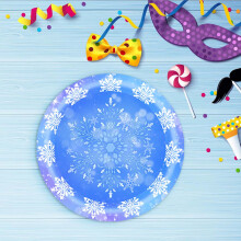 Papieren bordjes van 23 cm met blauwe sneeuwvlokkenprint - Wegwerpbordjes, geschikt voor feestjes tijdens de feestdagen (20 stuks)