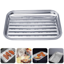zestaw tacek do grillowania ze stali nierdzewnej do grillowania na świeżym powietrzu z falistym wzorem 13,76 x 9,43 x 1,18 cala