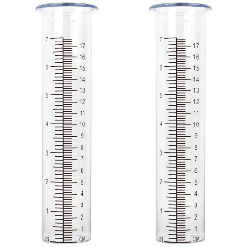 Kit com 2 tubos de plástico para substituição de pluviômetros, 7 polegadas, resistentes às intempéries, compatíveis com pluviômetros padrão.