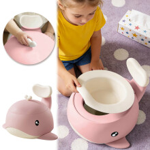 Toilette da viaggio ergonomica a forma di balena, leggera, facile da pulire e portatile, per uso interno, esterno e in viaggio (rosa - 34 x 28 cm)