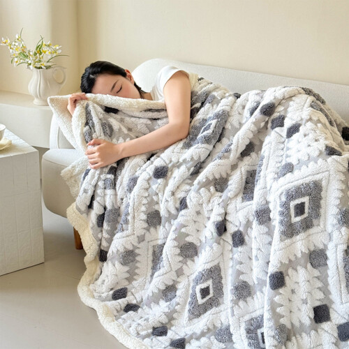 Silver Jacquard Openwork Taffeta Blanket 100x70cm