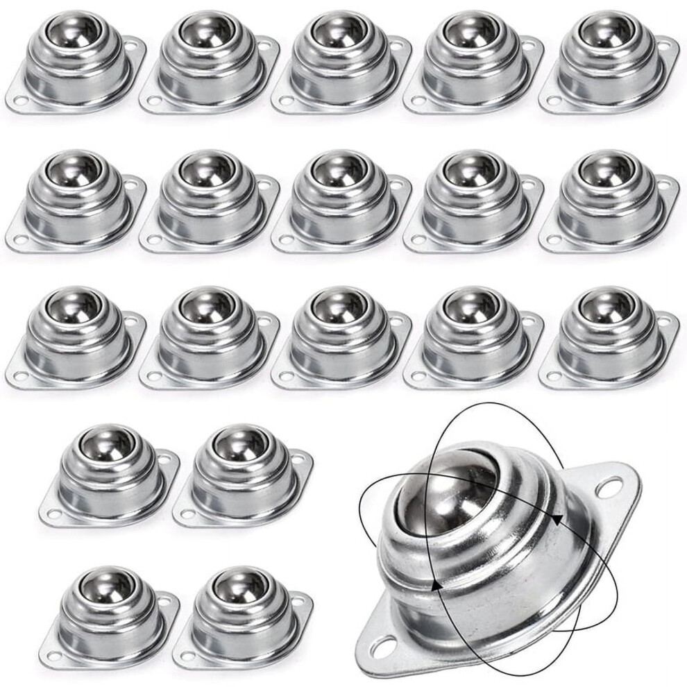 20Pack Ball Transfer Bearing, Steel Swivel Ball Caster Double Hole Screw Mount Ball, Suitable For Roller Brackets,20X Conveyor Rollers 9551475104393