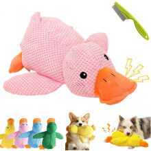 Hondenspeeltje in de vorm van een eend, rustgevend eendje voor honden, geel kwakend eendje met kwakgeluid voor The Mellow Pets