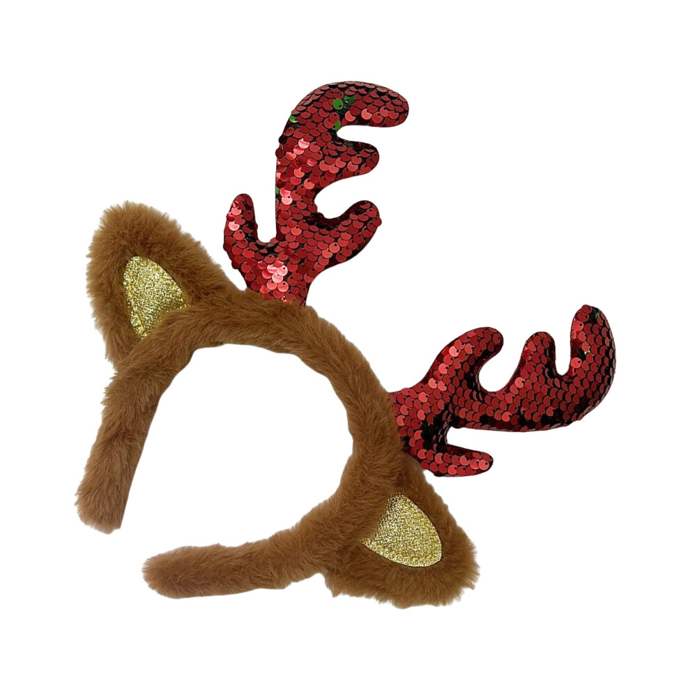 Unisex Sequins Reindeer Antlers Headband Deer Antlers Headbands For Christmas Photo Booth Props Deer Ears Hairband