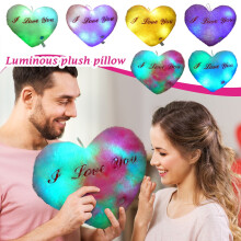 Twinkling Heart Pillow with LED Lights, Love-Shaped Plush Decor – Valentine's Gift, Wedding & Home Use, Blue; compatible with home decor