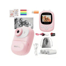 Digitale camera met directe afdrukfunctie (1080p HD), dubbele lens, 32 GB TF-kaart en papier — Ideaal cadeau voor tieners | Compatibel met