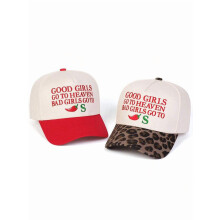 Good Girls Go To Heaven Bad Girls Go To Vegas truckerkasket til kvinder, rød chili-broderi, 5-panels mesh-ryg, justerbar snapback – Kompatibel med