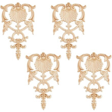 4PCS Unpainted Carved Wood Appliques & Onlays for DIY Furniture, Cabinet, Dresser, Bed, Wall – Compatible with Wood Projects