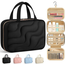 Spacious Toiletry Bag for Women & Men, Multi-Pocket Organizer, Travel & Gym Use, Black, 12.6"x9.9"x4.3"