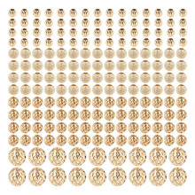 Runde, strukturierte Messingperlen, 24 Karat vergoldet, 3–6,5 mm, 240 Stück