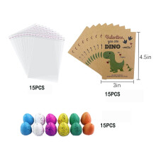Valentine's Day Dinosaur Egg Hatching Cards (15-Pack) for Kids – Funny Dino Exchange Cards for Boys, Girls, Toddlers – Compatible with Classroom