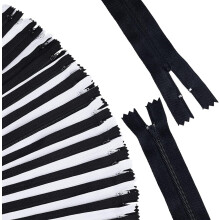 60pcs 12" Nylon Coil Zippers (Black/White), #3 Invisible Close-End, Compatible with Tailoring, Bags, Garments, Purses, Pillows
