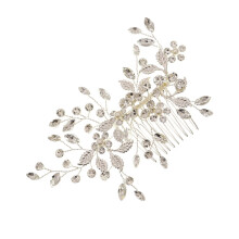 Peigne à cheveux de mariée argenté à fleurs, accessoire de mariage 1 pièce