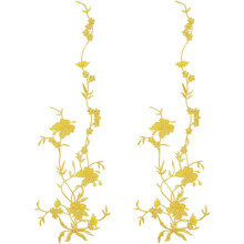 2pcs Golden Butterfly Flower Embroidery Appliques, Iron-On Fabric Trim for DIY Sewing & Cloth Art – Compatible with Polyester