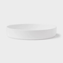 Hvit plastmiddagsskål rund grunn 42 oz