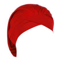 AWZXDE Dam Tub Style Cap Huvudduk Turban Lång Svans Huvudbonad Enfärgad Stretchig Andningsbar Foder Röd
