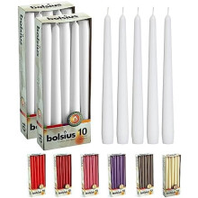 20-Pack Unscented 10" White Taper Candles, 8H Burn, Smokeless & Dripless – Premium European Quality, Ideal for Weddings, Parties, Daily Use