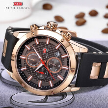 Herenhorloge, casual sporthorloge (chronograaf/waterdicht/lichtgevend/kalender) met siliconen band, modieus quartzhorloge voor mannen