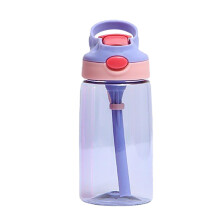 Botella de agua a prueba de fugas de 473 ml (16 oz) - Tapa con pajita sin BPA, diseño de vaso antiderrame, asa, botella deportiva para oficina,