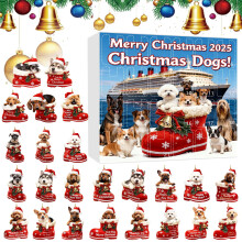 Calendrier de l'Avent 2025 en forme de botte pour chien (24 jours) – Décorations recto-verso, sapin de Noël et cadeaux de compte à rebours pour
