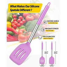 Conjunto de 2 Espátulas de Silicone Sólido Roxas, Antiaderentes, Resistentes a Altas Temperaturas, Livres de BPA, Compatíveis com Panelas