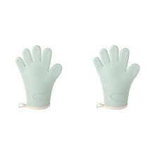 Gants de cuisine double couche résistants à la chaleur, mitaines en silicone à 5 doigts, imperméables et antidérapantes – Compatibles avec la