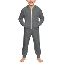 Kids Girls Boys Onesie Solid Color Long Sleeves Zipper Hooded Jumpsuit With Pocket Spring Fall Solid Color Trendy One-Pieces