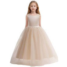 Rochie de bal pentru fete cu flori, din satin, cu guler O, culoare solidă, fără mâneci, pentru nuntă, perle, rochii de bal cu fundă, rochie de