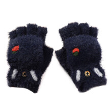 AWZXDE Winter Half Finger Flip Gloves for Students Children Thickened Warm Mittens Autumn Cartoon Design