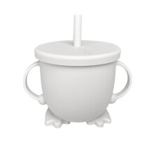 Double Ear Antidrop Silicone Straw Cup, Leak-Proof, Food Grade, with Lid & Straw – Compatible with Travel, Picnics, Daily Use – Grey
