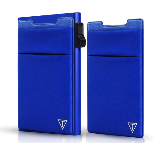 Wallet for Men - RFID Protected, Scratch Resistant, Large Capacity, Extra Pocket, Sliding Button, Blue
